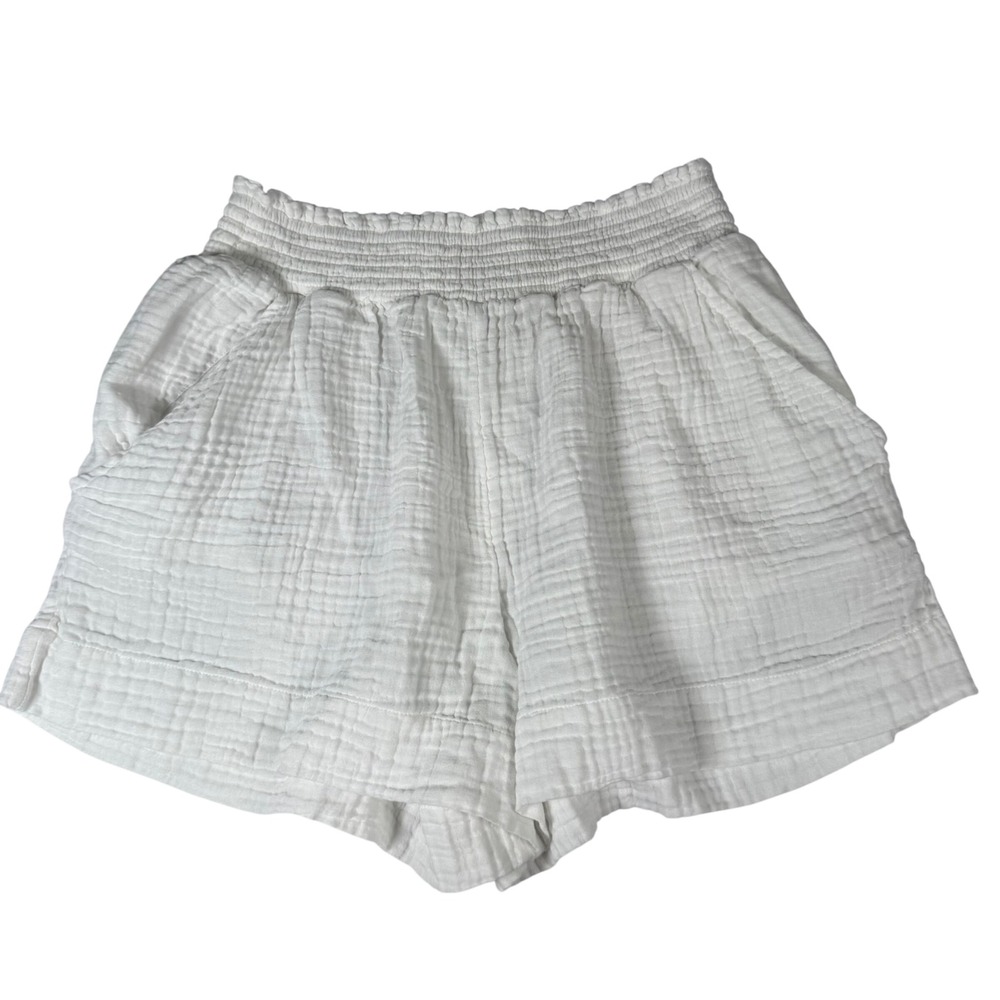 Faherty Gauze Shorts Womens S White Cotton Coastal Smocked Beach Summer Casual